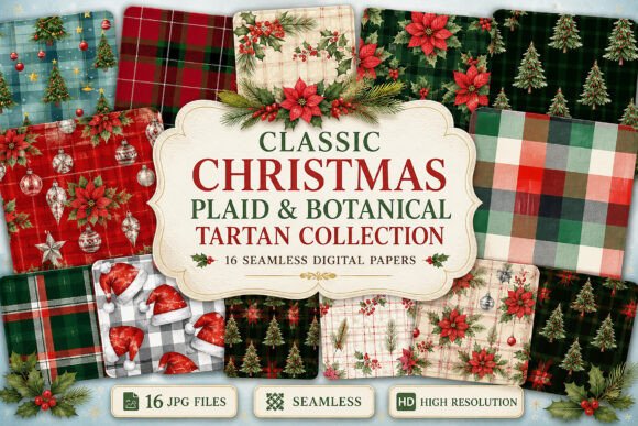 Download Classic Christmas Plaid &amp; Botanical - Christmas Collection