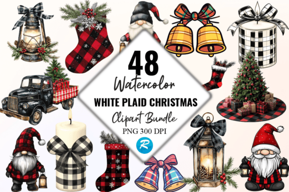 Download Black &amp; White Plaid Christmas Clipart - Christmas Collection