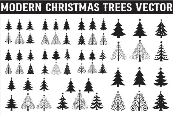 Download Modern Christmas Tree Silhouettes Vector - Christmas Collection