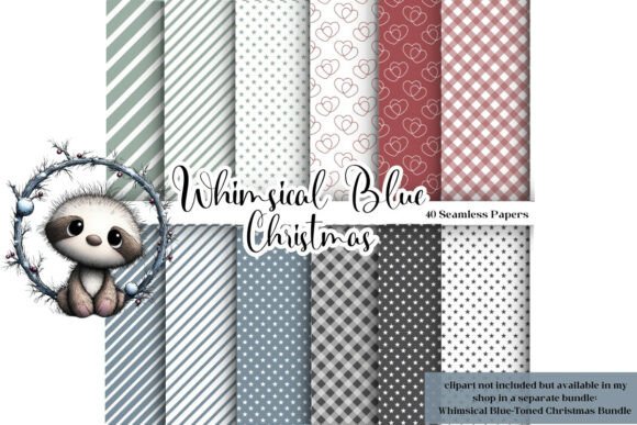 Download Whimsical Blue Christmas Seamless Paper - Christmas Collection