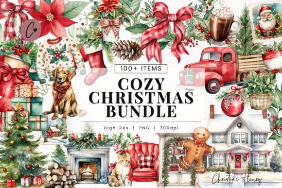 Download Huge Watercolor Cozy Christmas Bundle - Premium Resources