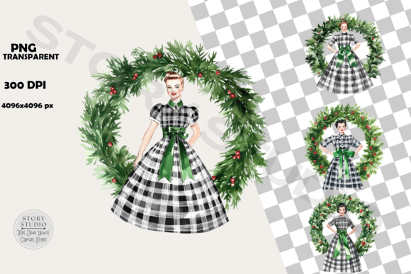 Download Chic Christmas Plaid Women Wreath Set - Christmas Collection