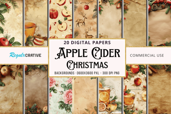 Download Apple Cider Christmas Digital Papers - Christmas Collection