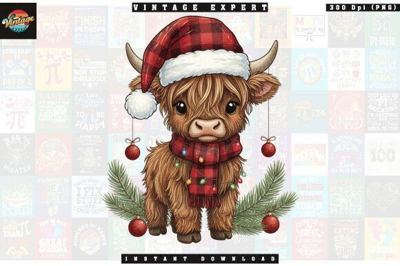 Download Christmas Highland Cow Crochet Yarn PNG - Christmas Collection