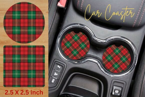 Download Christmas Buffalo Plaid Car Coaster PNG - Christmas Collection