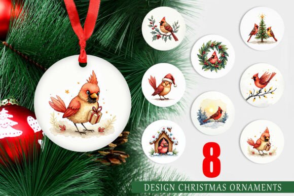 Download Cardinal Christmas Ornament Prompts - Christmas Collection
