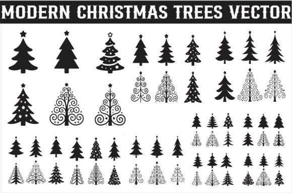 Download Modern Christmas Tree Silhouettes Vector - Christmas Collection